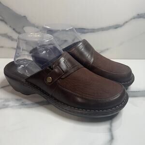Clarks Women's Brown Leather Comfort Slides Clogs Sz 7.5 Casual Outdoors Boho